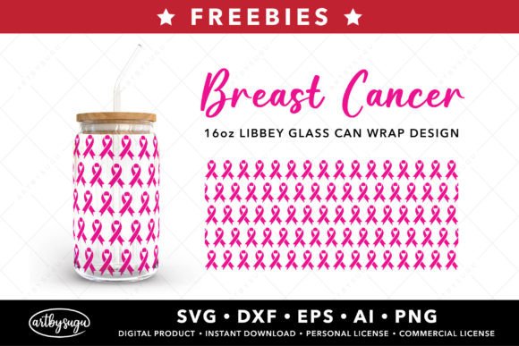 Breast Cancer Awareness Design Assets: Libbey Glass Wrap SVGs