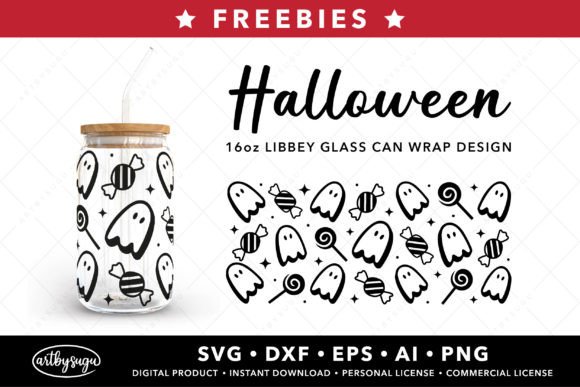Candy Ghost Libbey Glass Wrap: Instant Design Assets