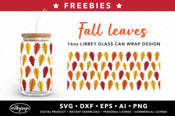 Fall Leaves Libbey Glass Wrap: Free Design Assets for Autumn Projects