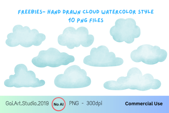 Freebies - Cloud Hand Drawn Watercolor: A Designer's Dreamy Asset