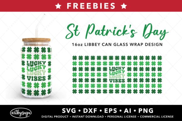 Lucky Vibes Can Glass Wrap SVG Freebies for Creative Projects