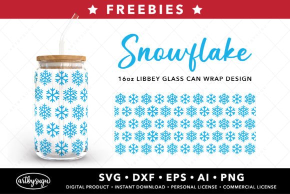 Snowflake Libbey Can Wrap Svg Freebies: Winter Design Assets