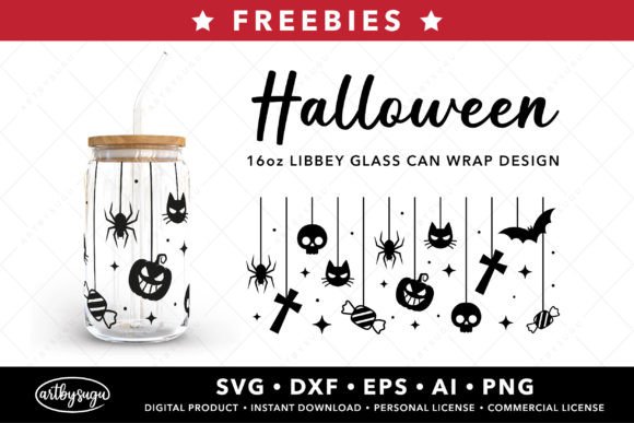 Spooky & Stylish: Halloween Glass Can Wrap SVG Freebies
