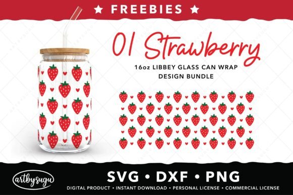 Strawberry Can Glass Wrap Svg Freebies: Fresh Design Assets