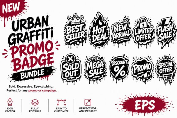 Urban Graffiti Promo Badge Pack: Street-Style Visual Impact